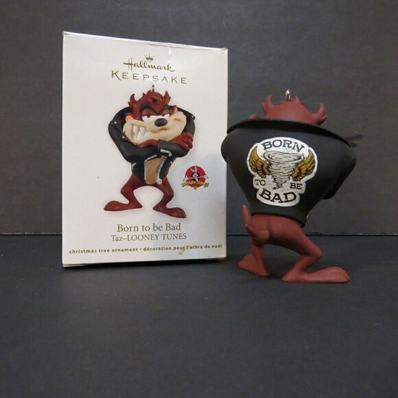 Taz Born to the Bad Christmas Ornament Biker Motorcycle Looney Tunes Hallmark - Picture 2 of 3